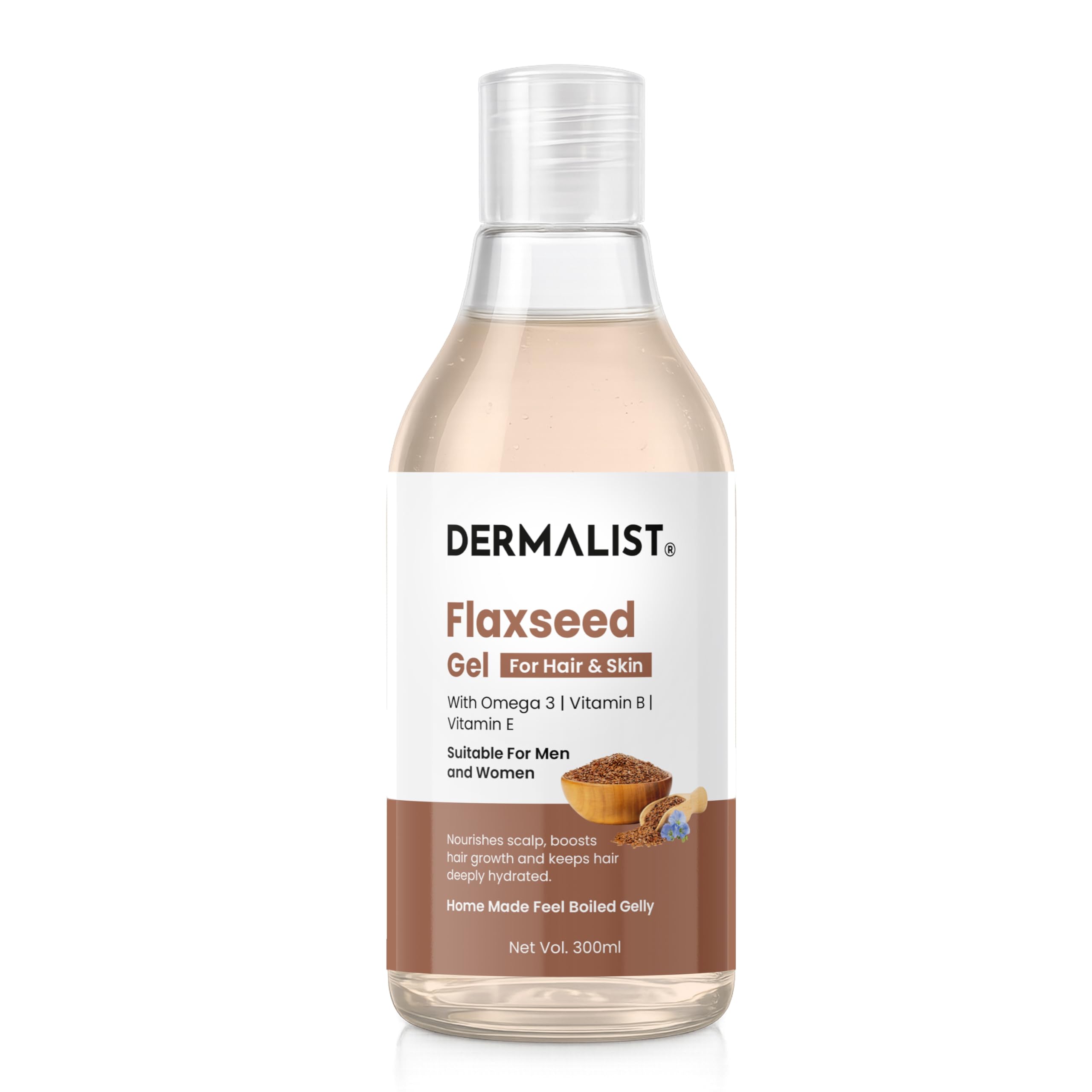 Flaxseed Gel for Hair & Skin | Lightweight & Deep Hydration, Frizz Control | Controls Hair Loss | Skin Soothing | Multi-Purpose Styling & Moisturizing Gel | 300 ml-picture-45