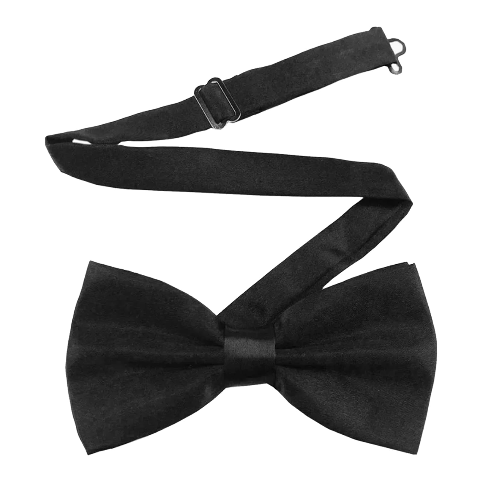 1Pcs Men's Bow Tie,Men's Pre-Tied Bow Tie Solid Colour Paisley Bowtie Adjustable Formal Neck Bow Ties for Halloween Party,Wedding Party (Black)