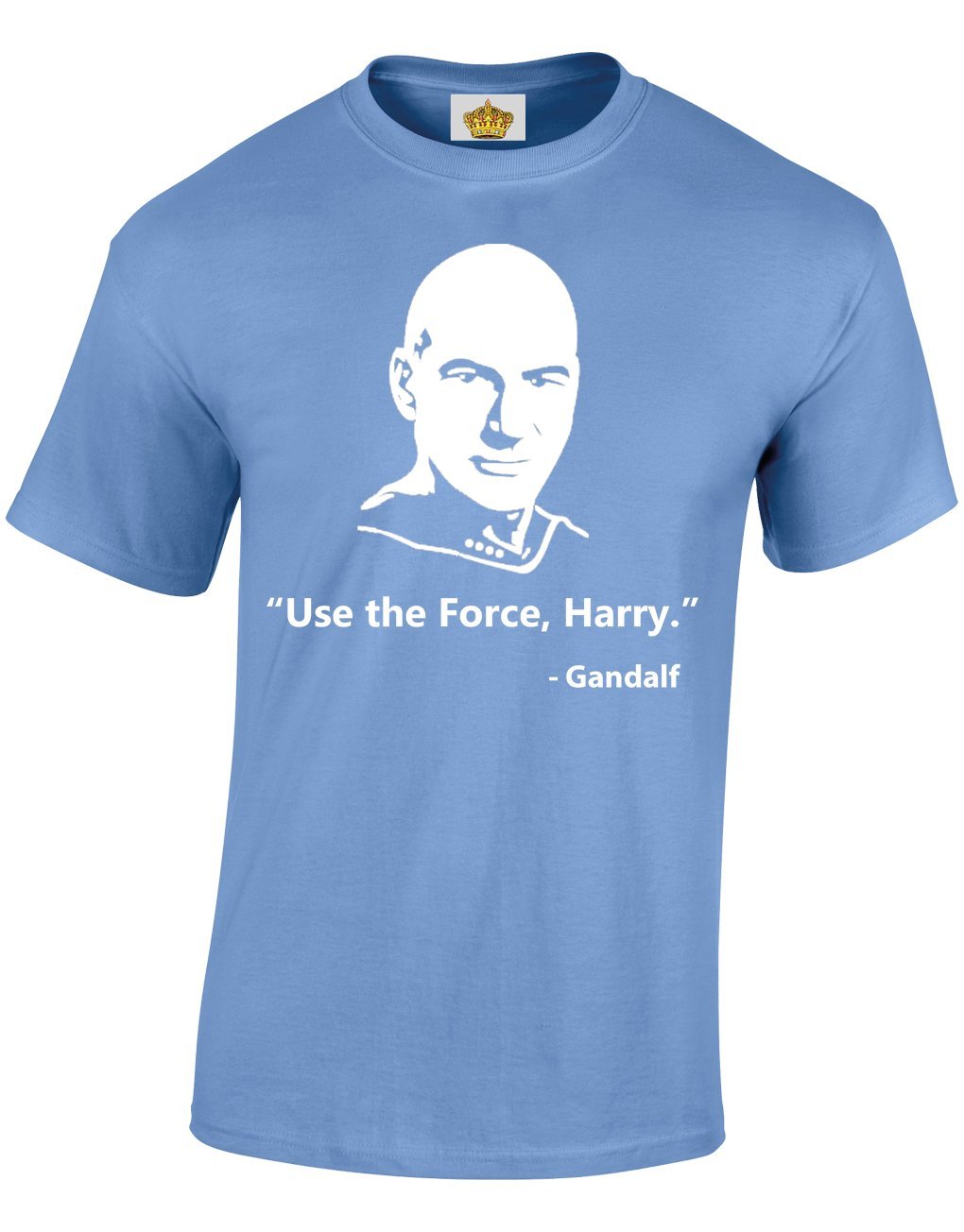 Crown Designs Use The Force Harry - Gandalf Sci-Fi Mashup Funny Cool for Men & Teenagers T-Shirts Tops - Carolina Blue/XX-Large
