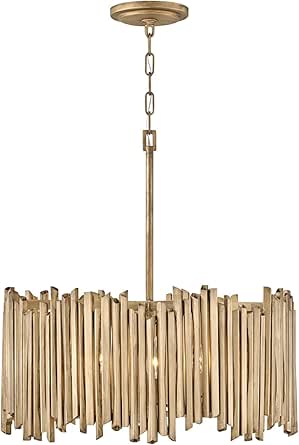 Hinkley Roca 30025BNG Medium Drum Chandelier, from the Lisa McDennon Collection, Handmade, Hand-Painted Jagged Square Rods, Adjustable Height, in Burnished Gold