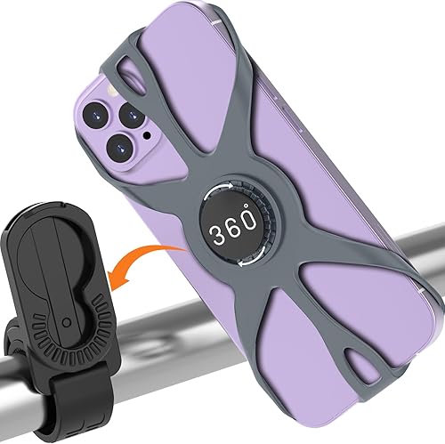 Soporte de teléfono para bicicleta, bicicleta desmontable, rotación de 360, soporte de teléfono celular para teléfonos de 4 a 7 pulgadas, bicicleta