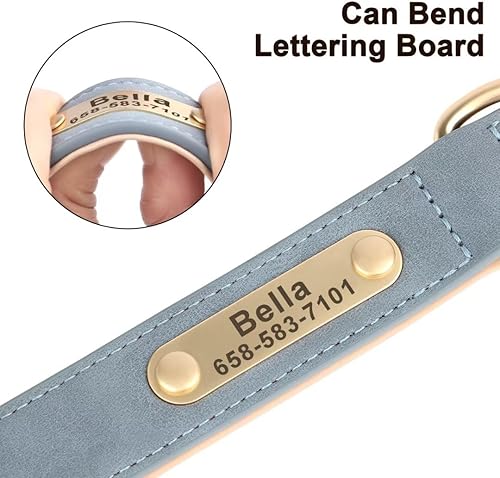 Miniatura 2 de Beirui Collar de perro personalizado con placa de nombre, collar de perro personalizado con nombre y número de teléfono, collares de perro de cuero