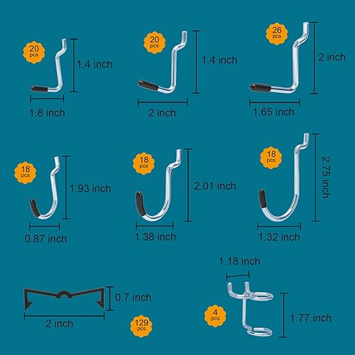 Vista 3 de Kit organizador de accesorios de tablero de clavijas de 310 piezas, cestas de tablero de clavijas y soporte para toallas de papel para ganchos