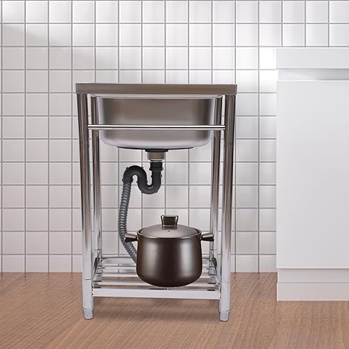 Miniatura 5 de Juego de fregadero de cocina de restaurante comercial de acero inoxidable de pie independiente con escurridor, lavabo de mano de lavado de