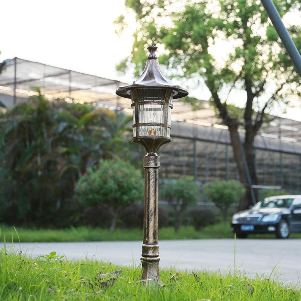 85 cm Lámpara de Poste al Aire Libre clásica Europea Impermeable IP55 Luces de Columna de Aluminio Paisaje Linterna de césped de Vidrio Externo Jardín Villa Parque Bolardo Pilar Luz E27