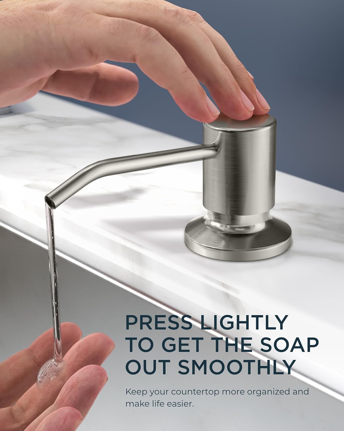 COMLLEN Kitchen Faucet, Equipped with Soap Dispenser and Pull-Down Sprayer, Nickel-Plated, Suitable for Kitchen Sinks, Camper Vans, Caravan Washing Units, and Camping Vehicles