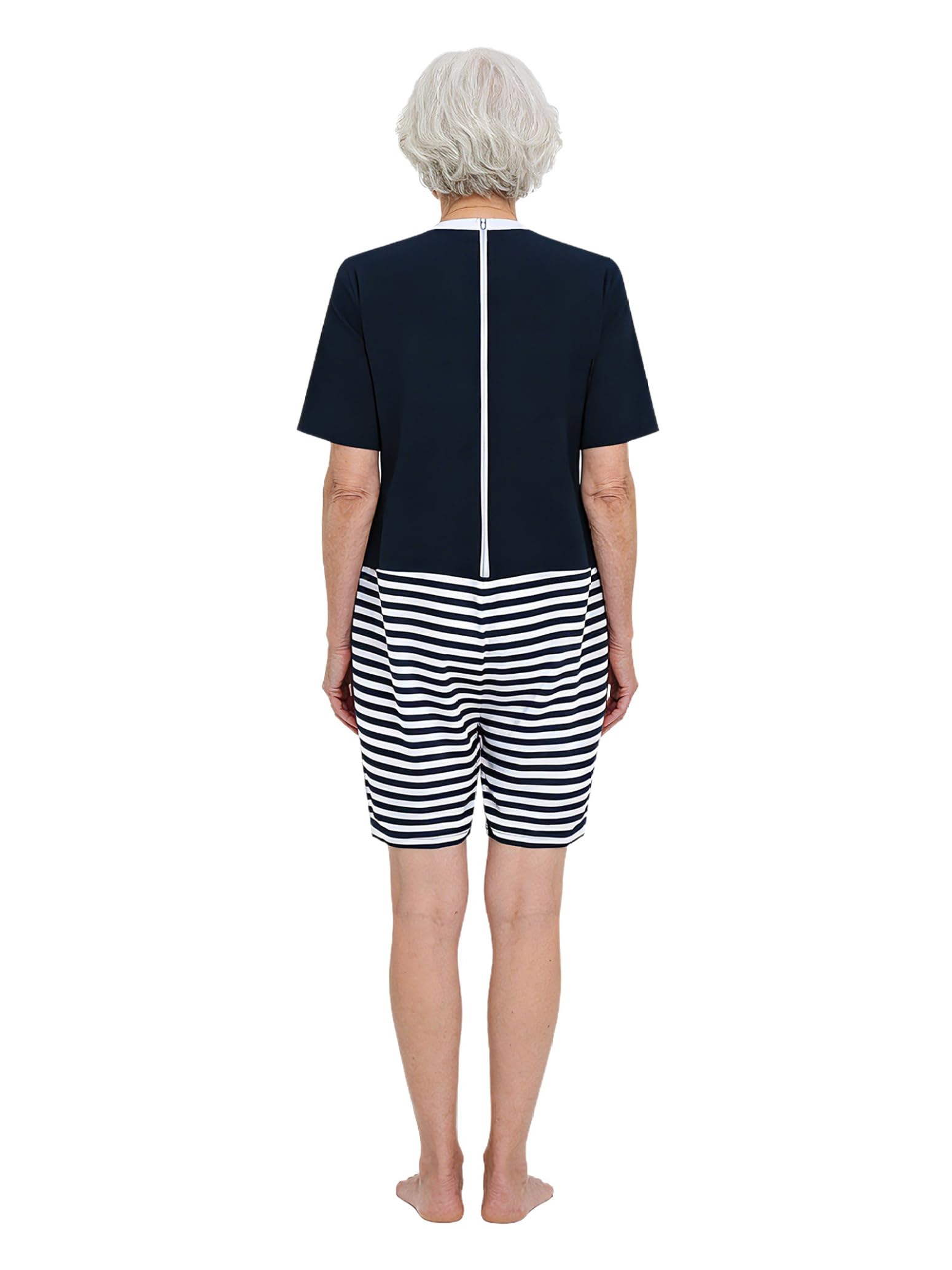 Combinaison Short Pyjama Sanitaire Femme Grenouillère Body Personnes Âgées Alzheimer Body À Fermetures Eclair