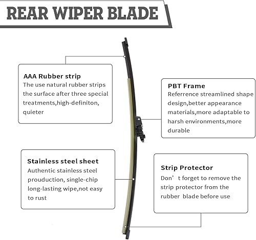 Miniatura 4 de Paquete de 2 limpiaparabrisas trasero de repuesto para Lincoln Navigator 2016-2017, Ford Expedition 2016-2017, piezas de accesorios de