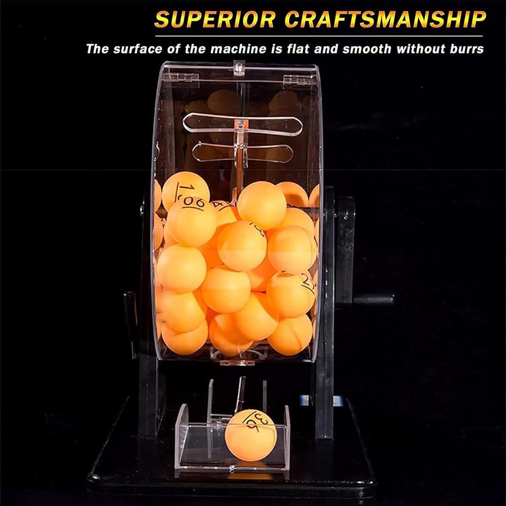 Acrylic Bingo Game Set Manual Lottery Machine with 50 Balls, for Entertainment Venues, Shopping Malls and Supermarkets