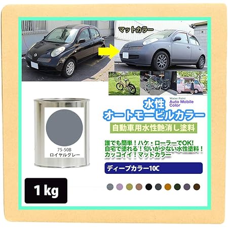 Amazon 水性オートモービルカラー 75 50ｂ ロイヤルグレー 1kg 艶消し 水性塗料 つや消し 車 ペイント 車 バイク