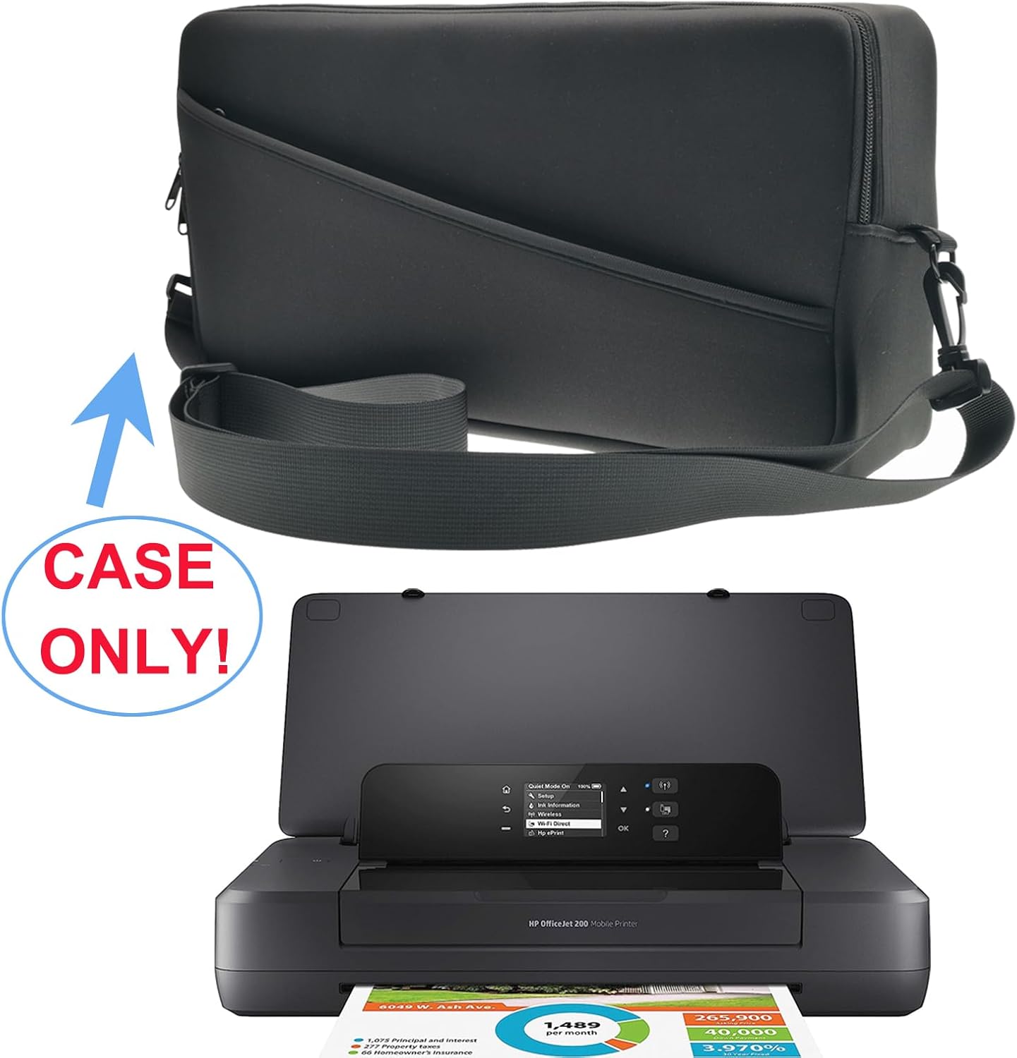 Neoprene Case for HP OfficeJet 200 All-in-One Portable Printer (CZ993A), Travel Case