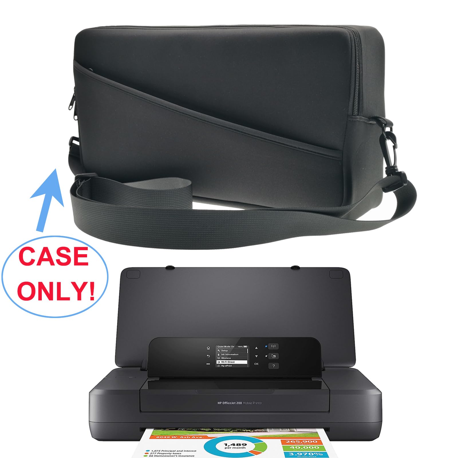 SHTCSZBA Neoprene Case for HP OfficeJet 200 All-in-One Portable Printer (CZ993A), Travel Case