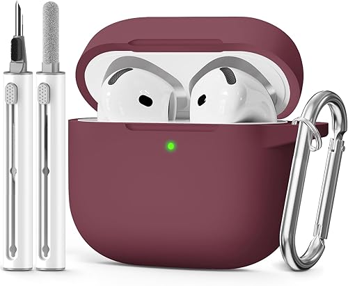 Miniatura 29 de Funda para AirPods 4 2024, viene con kit de limpieza, funda protectora de silicona suave para fundas Apple AirPods de 4ª generación con llavero,