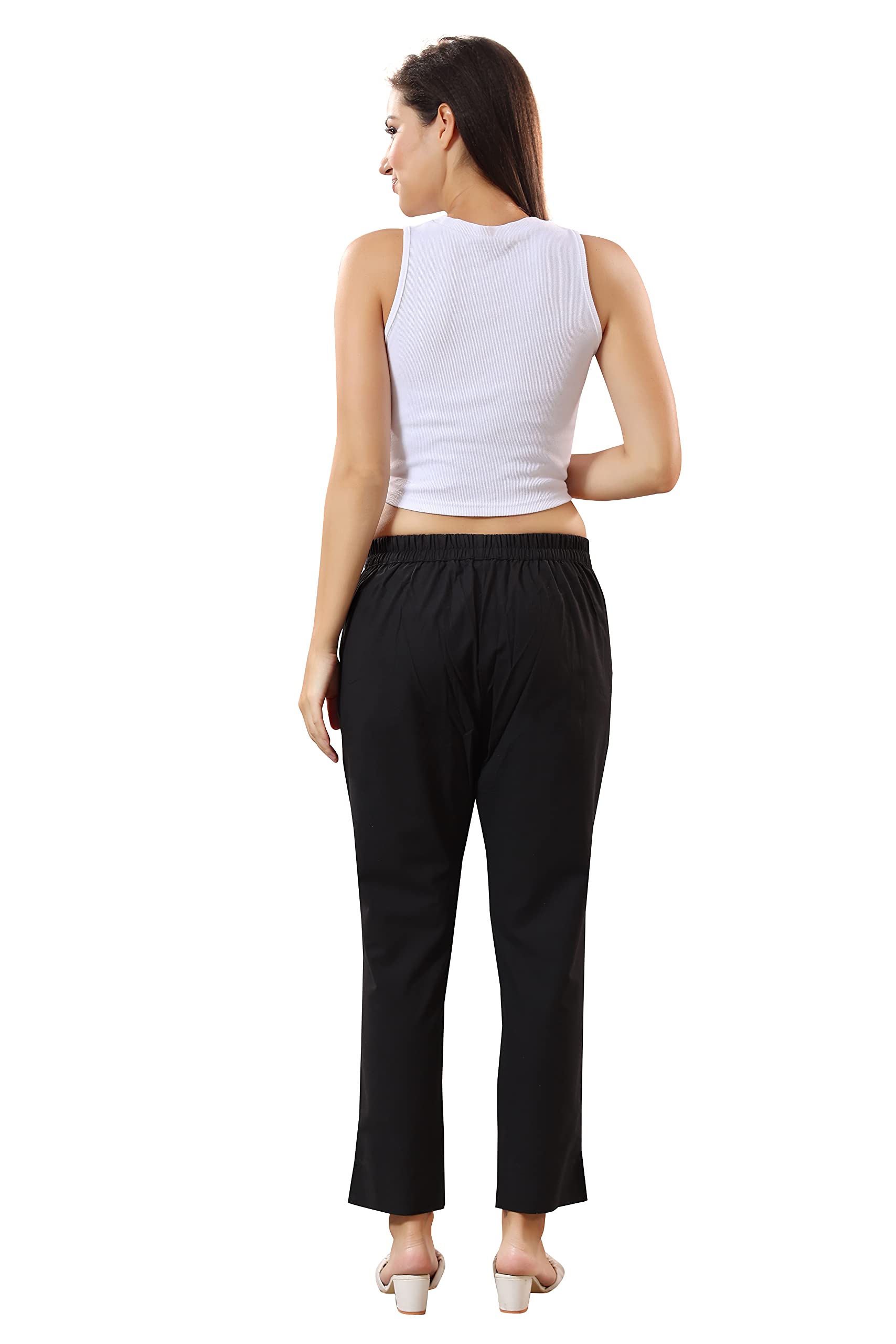 TRASA Ultra Soft Cotton Regular and Plus 8 Colour Cotton Pants for Womens and Girls, Black - 4XL - Image 5 thumbnail