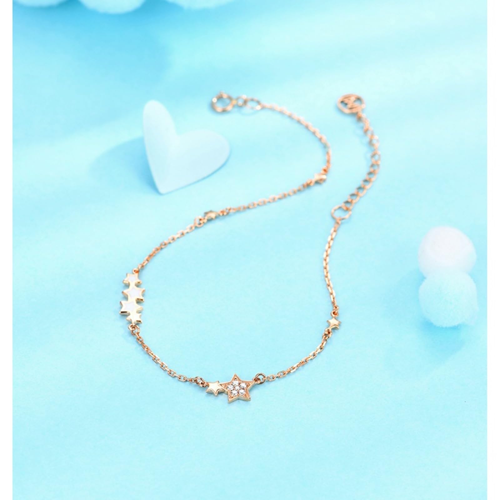 Bracciale Oro Rosa 18k/14k/9k, Bracciale Donna con Diamante 0.03ct 16-18 cm Estensione 4 cm, Braccialetti Sposa Fidanzati