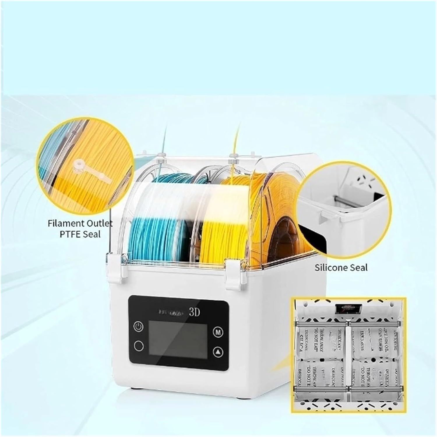 Filament Dryer 2023, SH01 Filament Dehydrator 3D Printer Spool Holder with Upgraded Fan, Dry Box for Keeping Filament Dry(UK Plug)