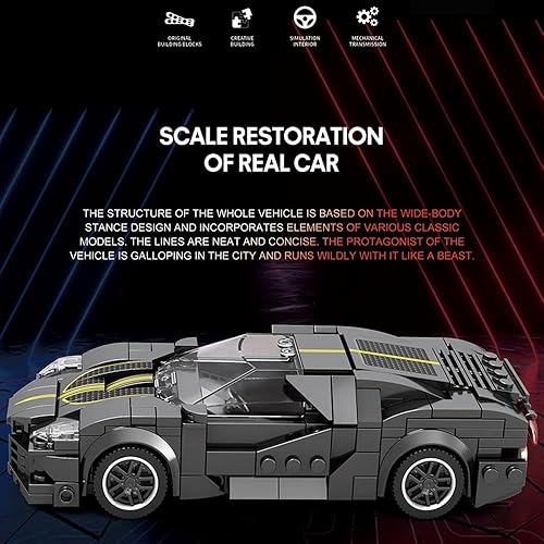 Miniatura 3 de MISINI 685 Speed Super Sports Car Building Blocks Set, Eight Grid Super Car Building Kit, Cool DIY Bricks Toy Car for Kids, Boys, and Girls Ages 6+