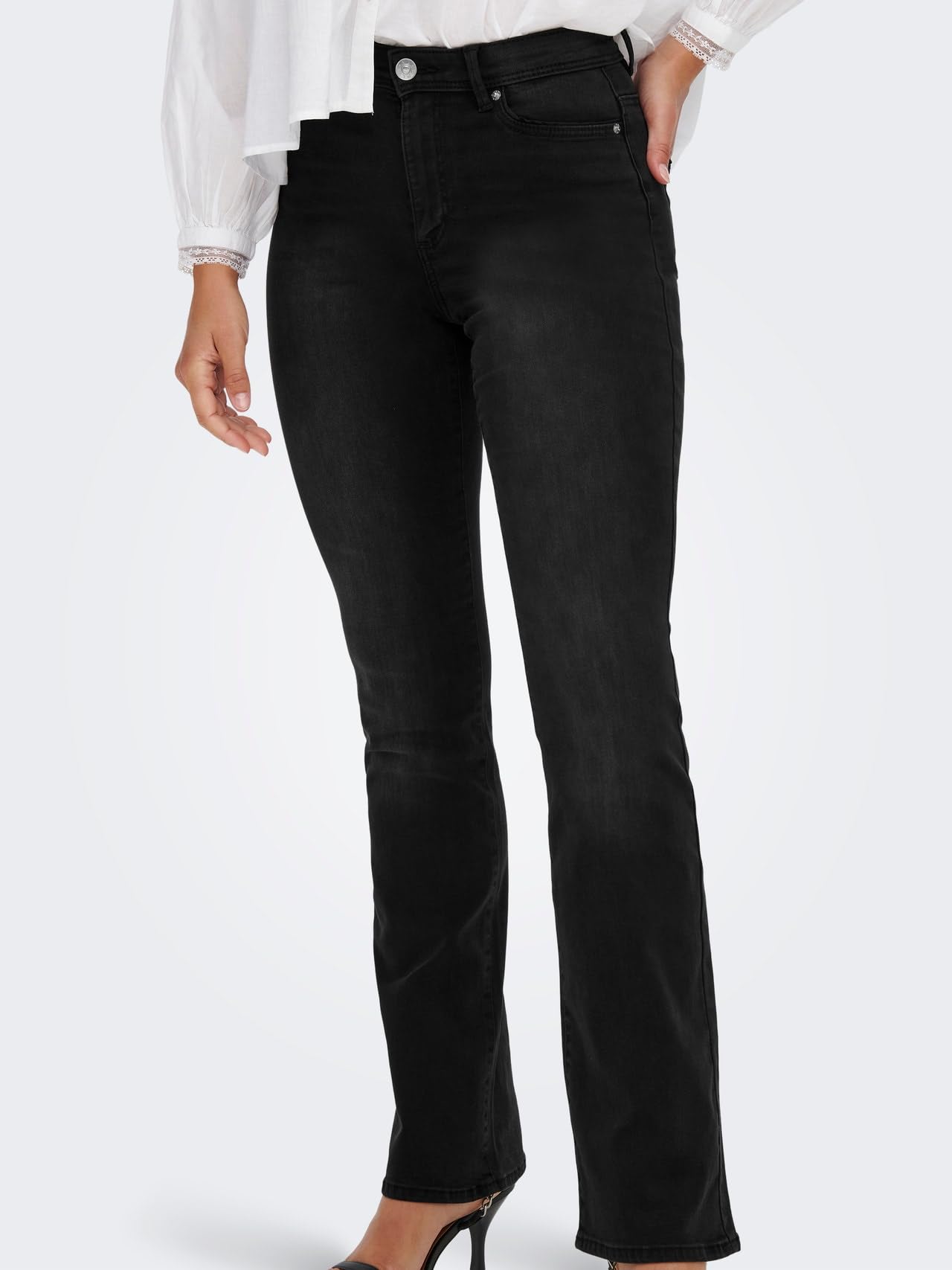 ONLY Jean Flared ONLWAUW Taille Haute Flared Fit Jeans
