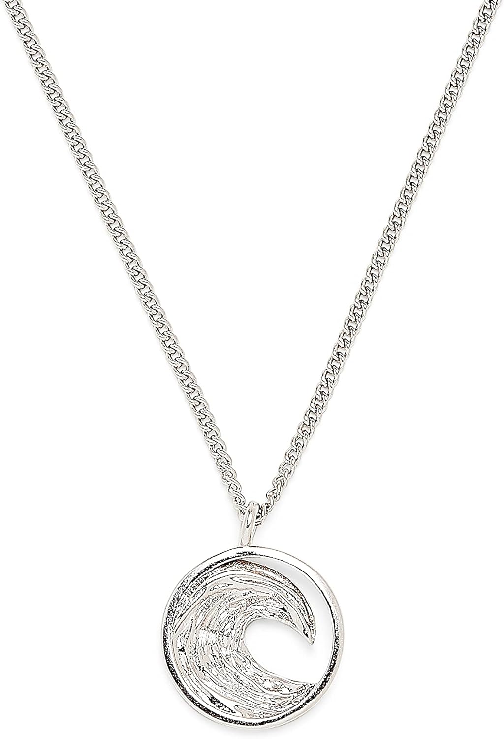 Pura Vida 18" Silver Swell Necklace - Adjustable Length, Brass Base - Brand Charm, 3" Extender