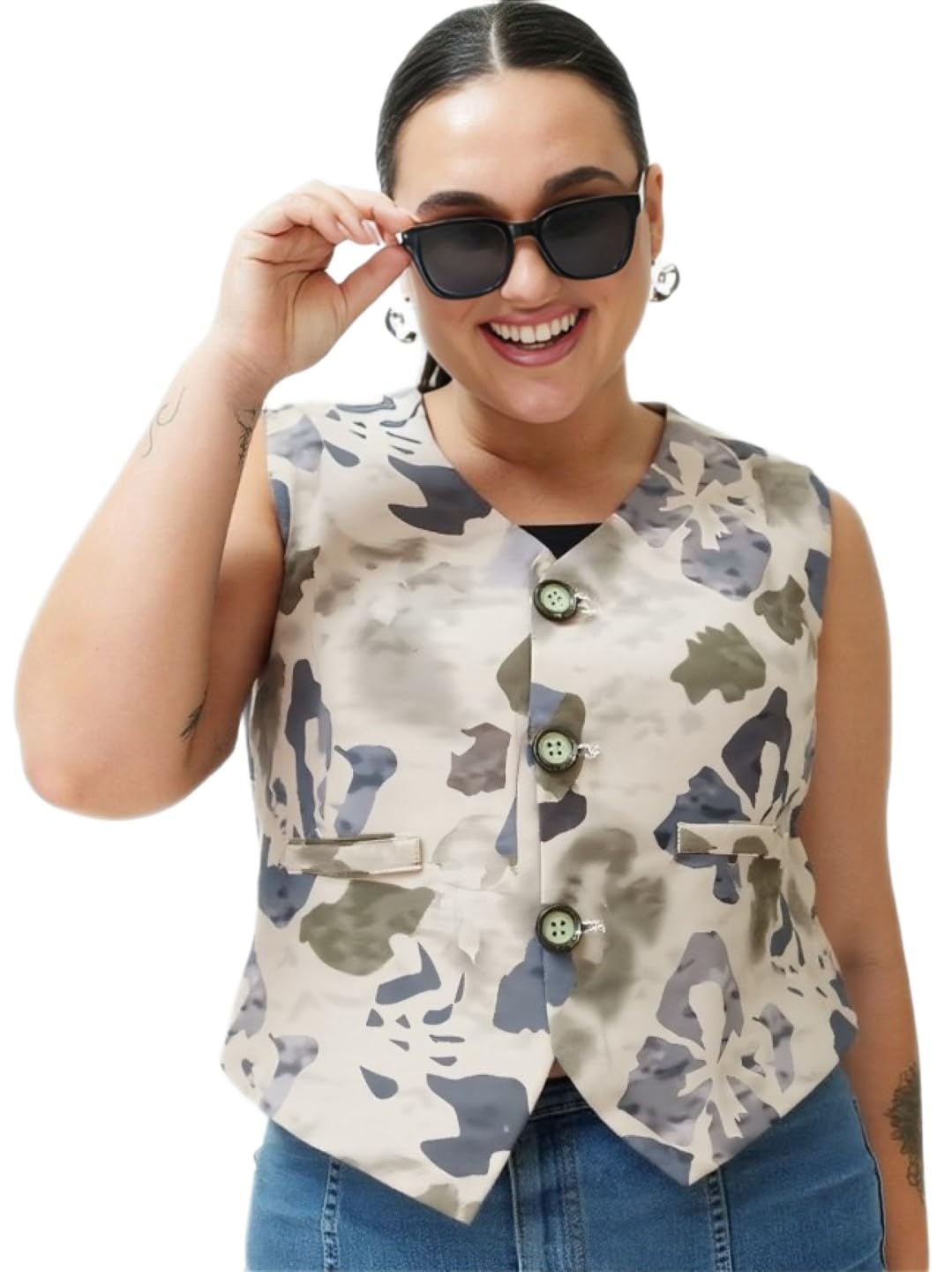 perfect productions Printed waistcoat for women, women cream waistcoat.08-picture-35