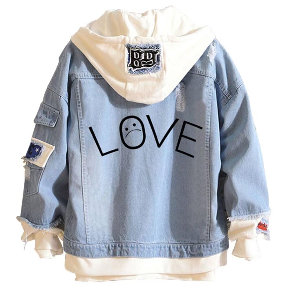 KPOP Rapper Denim Jacket Jeans Love Printed Fashion Sport Hip Hop Hoodie