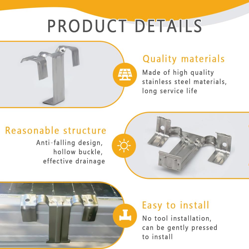 Clip Drenaggio Acqua Per Pannelli Solari 40mm - 20 Pezzi In Acciaio Inox 304 Antigraffio - Foto 10