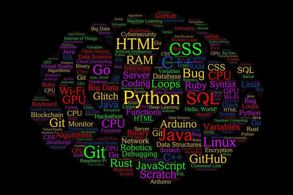 Computer Science Classroom Poster Programming Decor Cloud Word Brain Shaped College Supplies Code Coding Decorations Cool Wall Art Print Poster 36x24