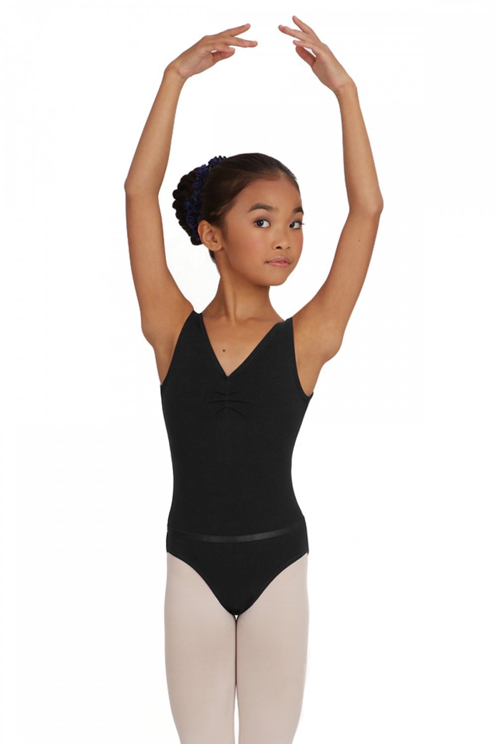Capezio Pinch Front Tank Leotard con Cintura, Nero, L
