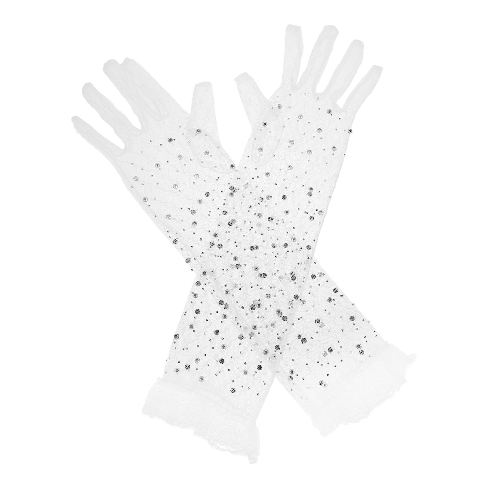 Abaodam 3 Pares Guantes Largos de Encaje Blanco para Mujer Diseño Elegante y Material Transpirable para Bodas y Eventos Formales