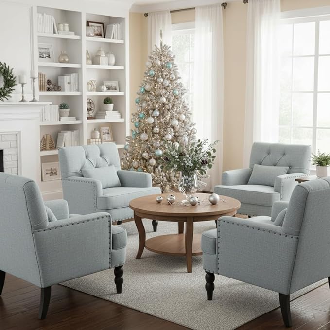 Sillón Club 2 Pack con Cojín, Tela, Azul Claro miniatura 9