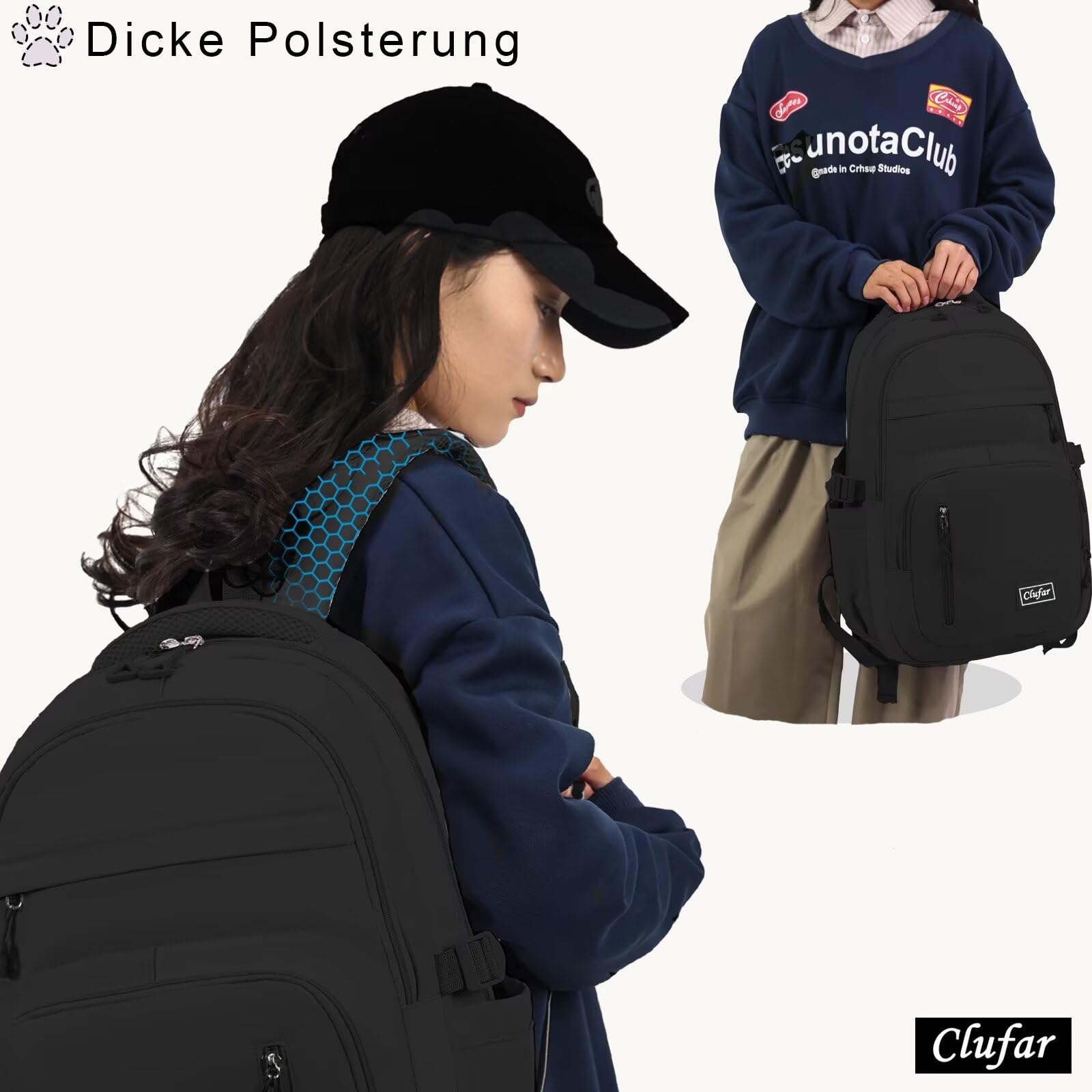 Schulrucksack Teenager Mädchen Jungen Schulranzen Leicht Rucksack Schule Schultasche Komfortabel School Bag Laptop Rucksack Backpack Multi-Tasche Schulrucksäcke Wasserdicht Groß