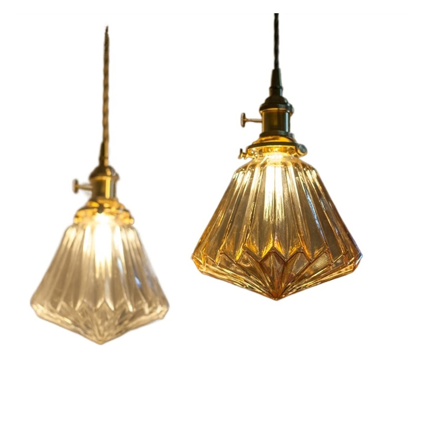 Lustre de plafond en verre et plafonnier en cristal avec abat-jour transparent