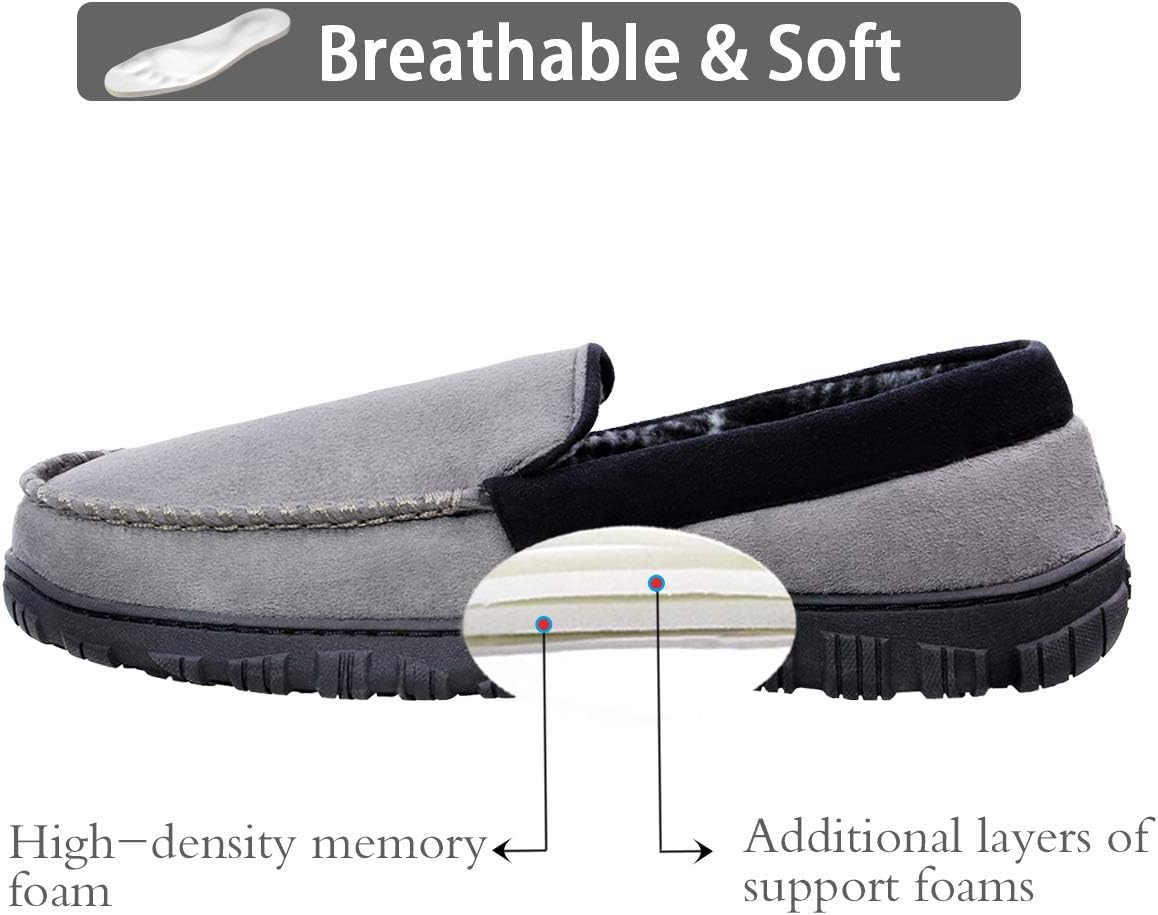 shoeslocker Mens Slippers Microsuede Moccasin Memory Foam House Shoes - Image 3