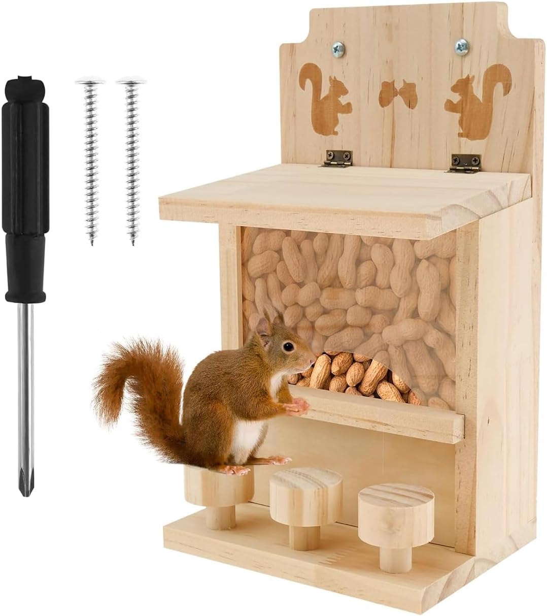 Wooden Feeder with Window Observation Panel and Spill Design for Outdoor Garden Decoration Outdoor Wildlife Feeding Platform