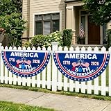 USA 250th Anniversary Flag Bunting, 2 Pcs 1.5 x 3 FT 1776-2026 250 Year American Patriotic Banner, 4th of July Party Decorations, Indoor Outdoor Hanging Decor, American Independence Decor