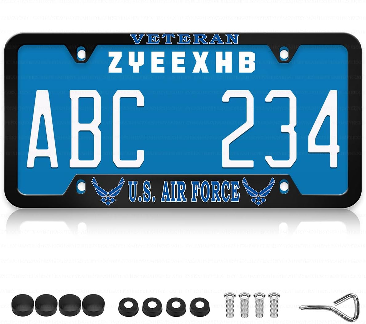 2 Pcs Aluminum Veteran License Plate Frame for U.S. Army,4-Hole Matte Black for United States Army Retired Car Licenses Plate Covers Holders Frames for Plates with Screw Caps
