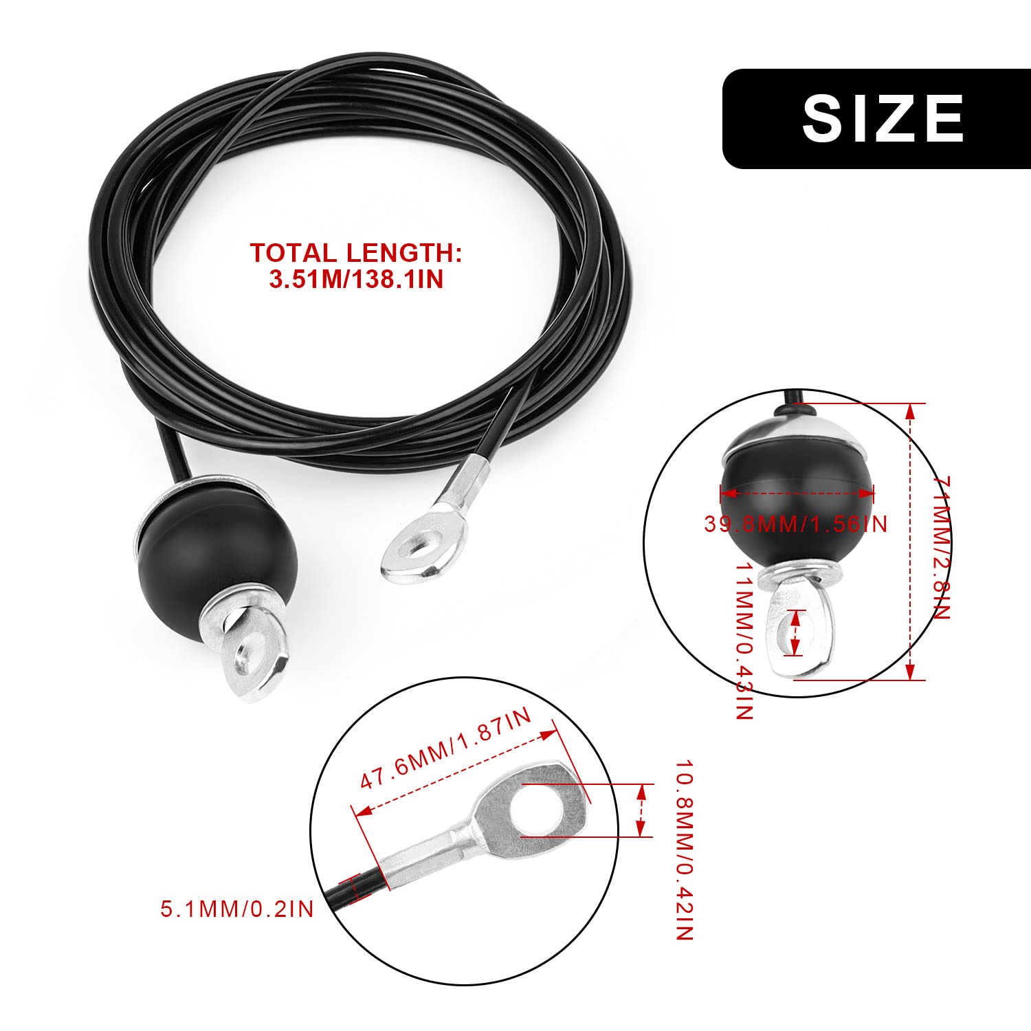 Câble En Acier Inoxydable KINHARD 3M Pour Poulie De Musculation – Gaine PA12, Charge 250 Kg, Noir
