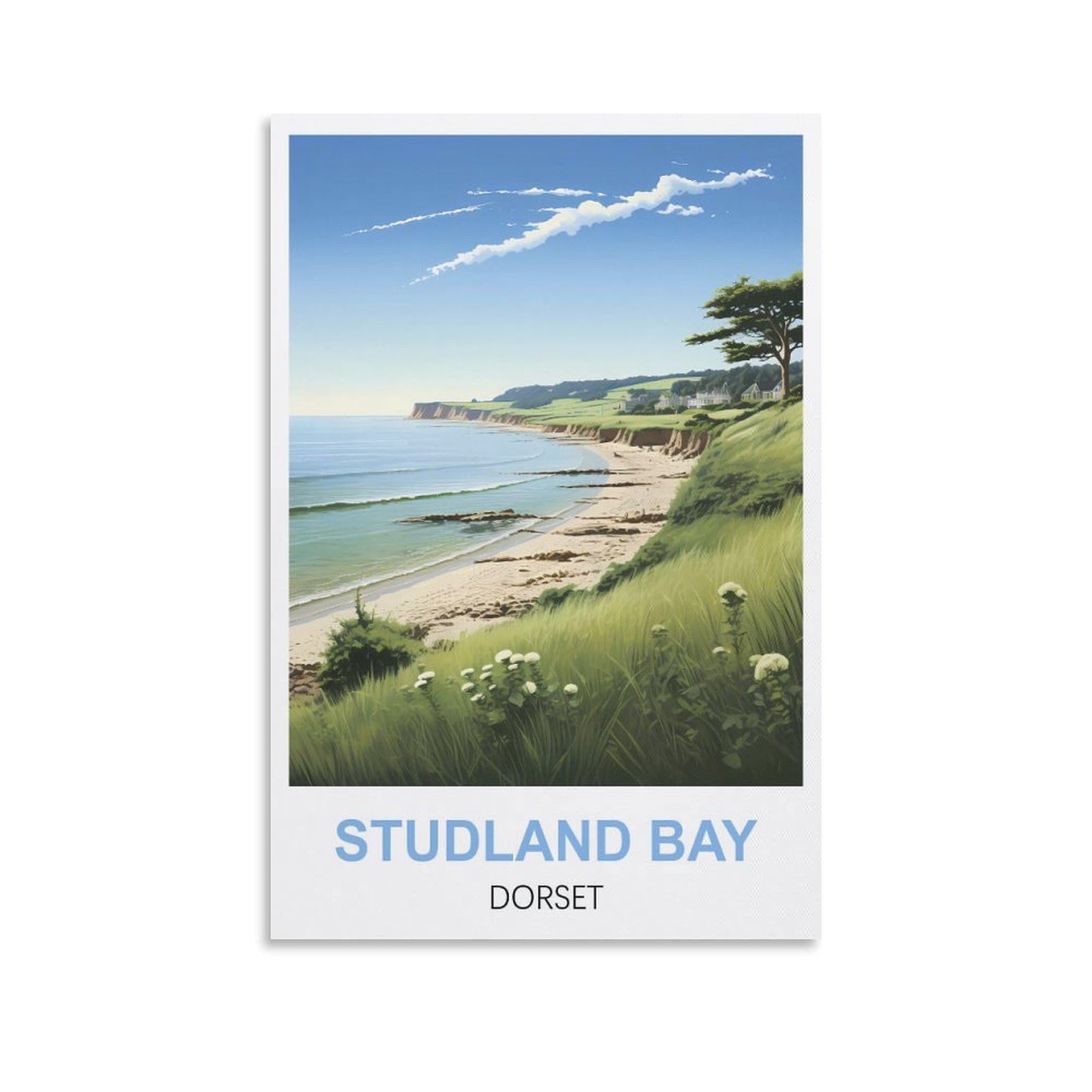 Whcheeh Unframe-Style Studland Bay Dorset Vintage Travel Posters 08X12inch(20X30cm) Canvas Art Print Wall Art Decor Picture