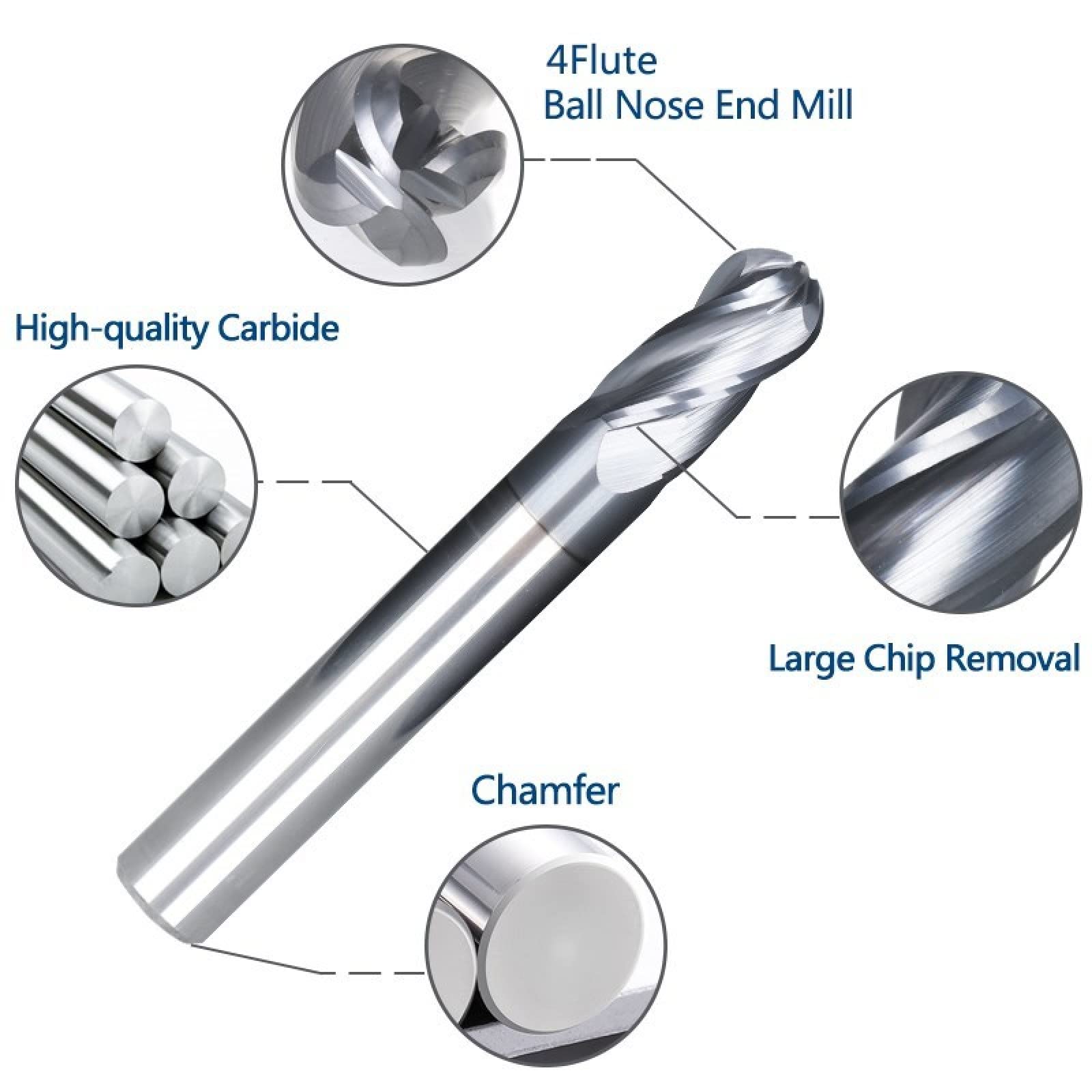 Broca De Fresado En Espiral De Carburo De Punta De Bola De 4 Flautas, Herramienta De Fresado CNC, Broca De Enrutador,R7x14x28x100x14D