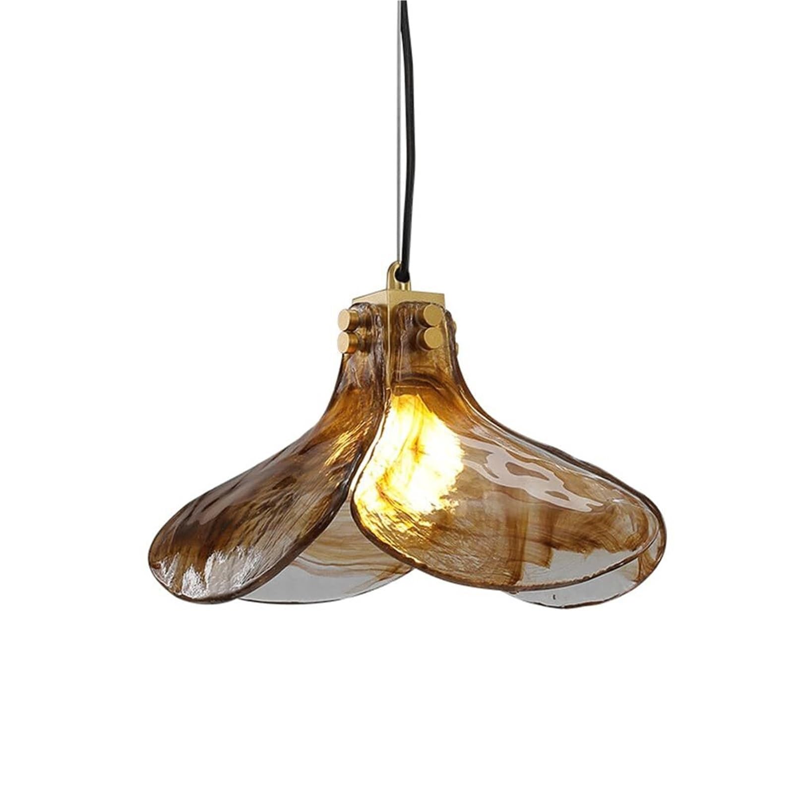 Huayusedf One Color Industrial Amber Glass Pendant Lamp Chandelier Hanging Lighting Ceiling Fixture Single Light For Kitchen Island Sink Dining Room(40Cm)