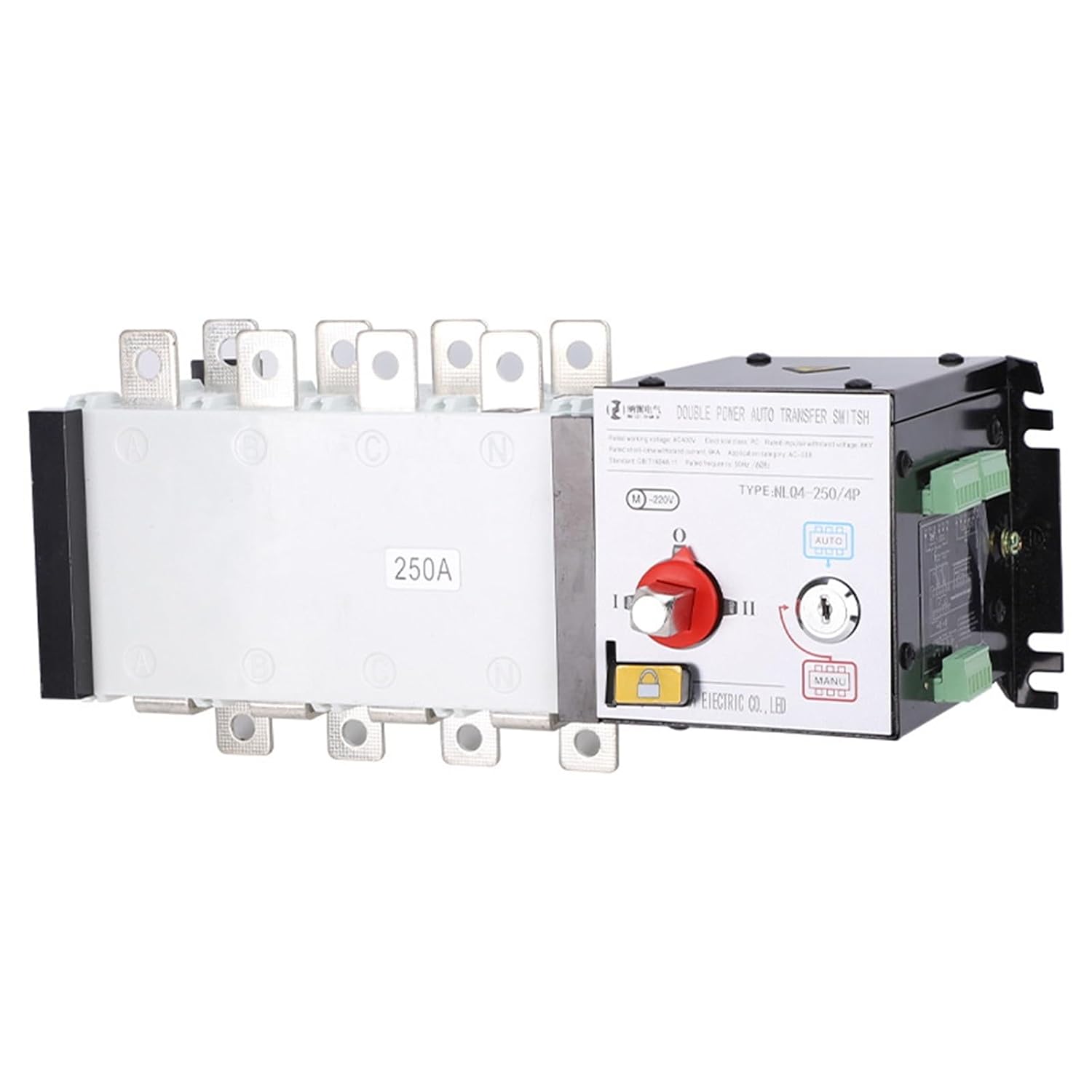 CHKYTAP NLQ4-250A/4P Dual Power Automatic Transfer Switch, close-up of control panel
