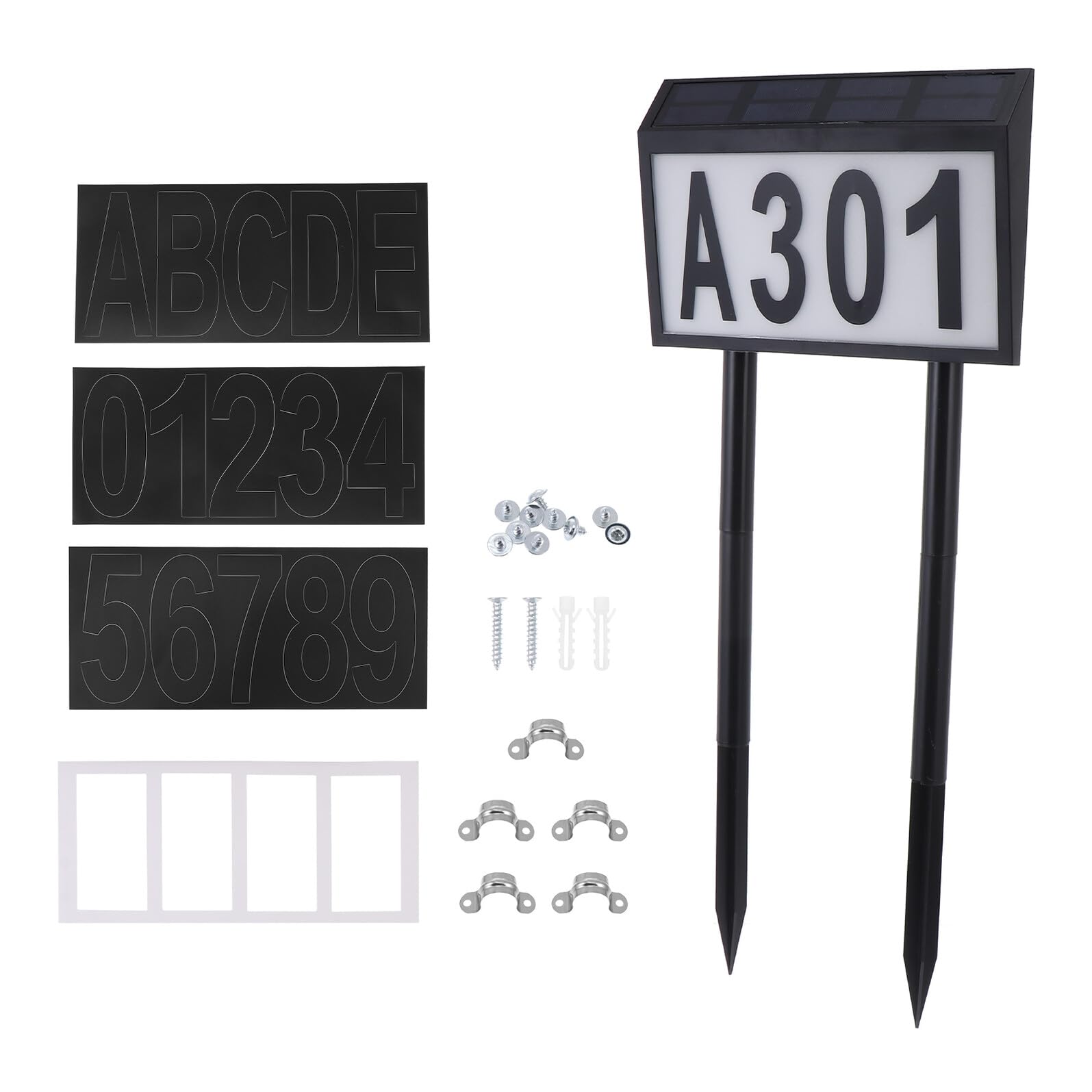 DOITOOL Lampada Solare da Terra per Numero Civico 10 Led, Alimentazione 1200mah, Materiale Abs e Pc, Illuminazione Automatica e Montaggio Facile per Hotel e Centri Commerciali