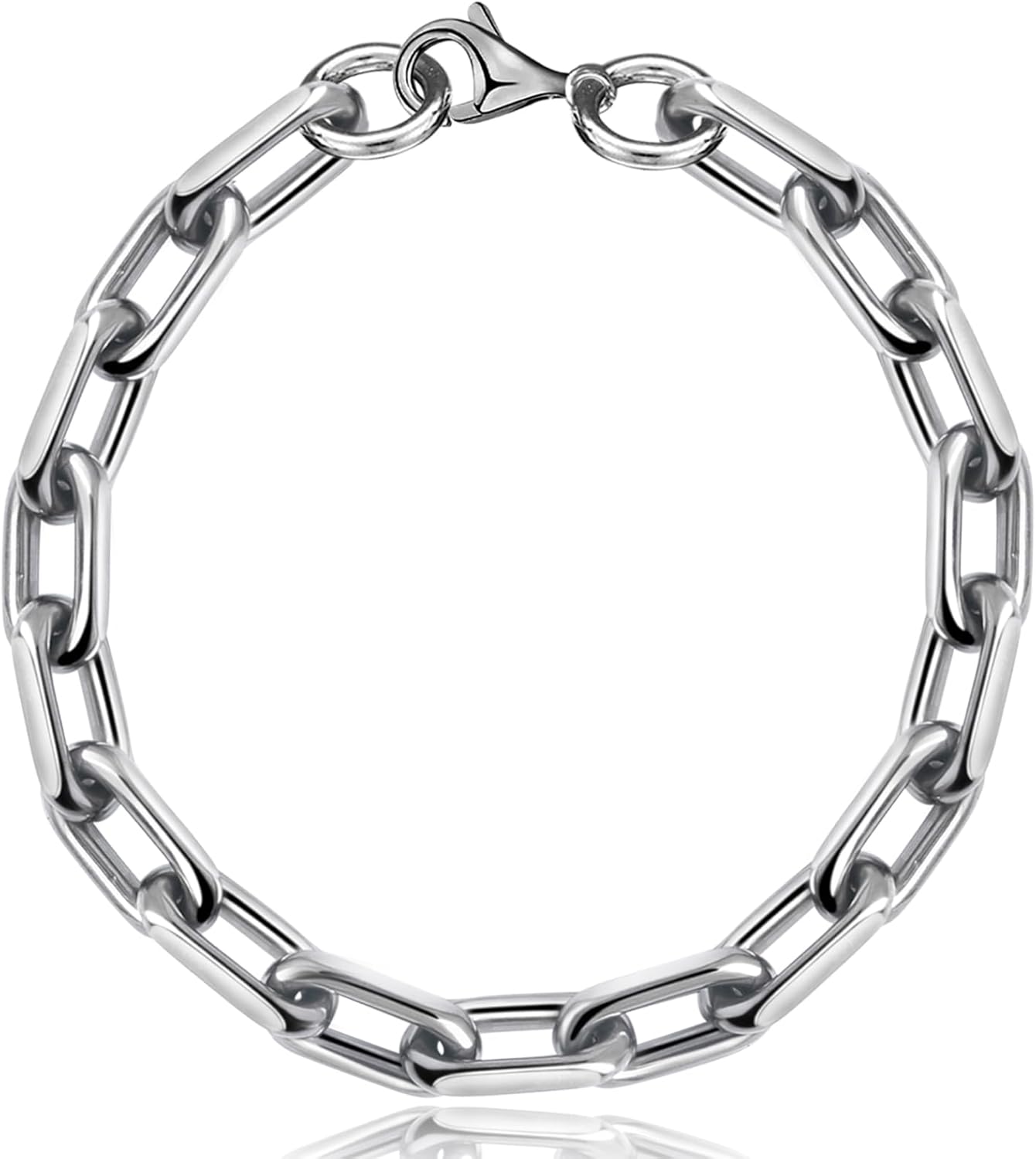 SanThree Solid Pure Titanium Oval Chain Bracelet, 8mm Square Skin Friendly Seamless Welded Link Chain Bracelets for Men Birthday Boyfriend Grandpa Father Gifts,8.26"/8.66"/9.05",Come with Gift Box
