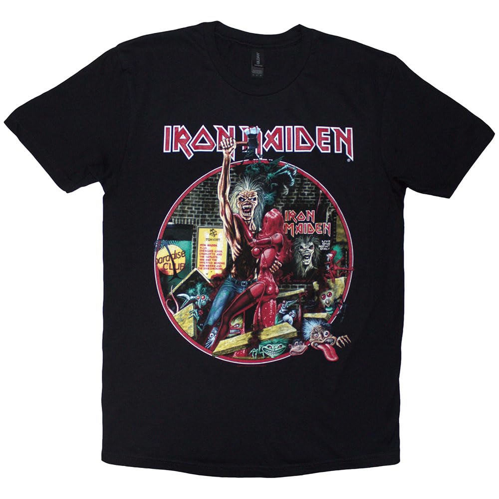 Rock Off Officially Licensed Products Men's Black Iron Maiden Paradise Club Circle T Shirt Xl