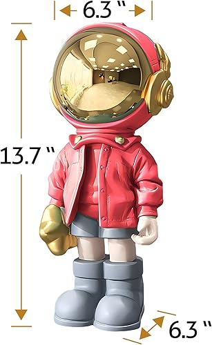 Miniatura 4 de Estatuas de astronauta, escultura de astronauta, arte moderno, figura roja brillante, decoración de habitación para hombres, hogar y manualidades,