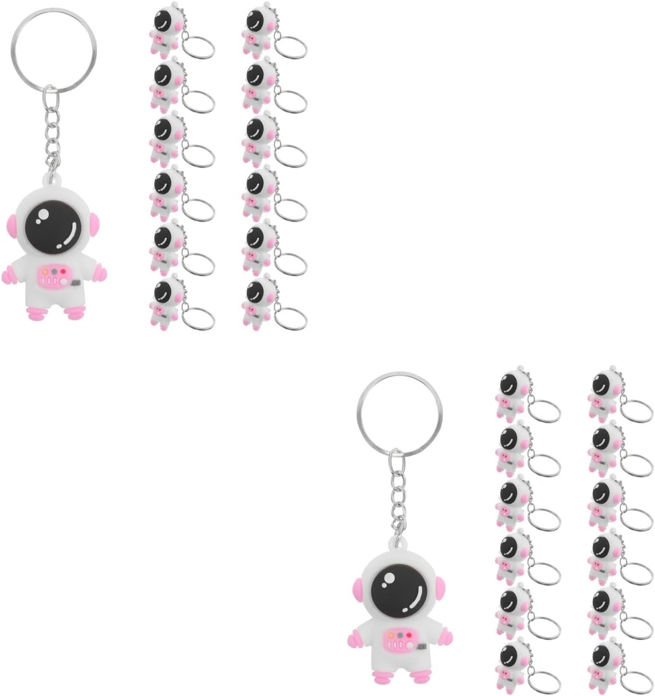 LOGOFUN 48pcs Astronaut Keychain Charms with Cute Cartoon Design for Backpack Decor Space Themed Party Favors Classroom Rewards Travel Presents