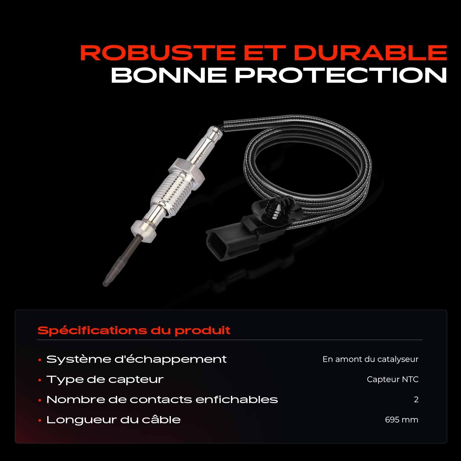 Frankberg Capteur de Température d'Échappement Capteur des gaz d'échappement 2-Pôles Compatible avec Talento Bus Camionnette/Break Vivaro B Camionnette Trafic III Bus Camionnette Remplacer# 226409314R