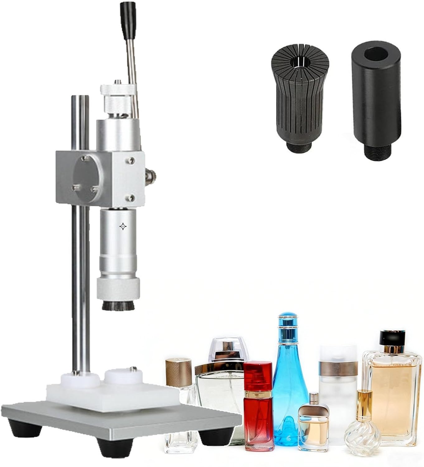2-in-1 Perfume Capping Machine, Manual Perfume Capping Machine, Height adjustable,Designed for 13/15/18/20mm perfume bottles(18mm)