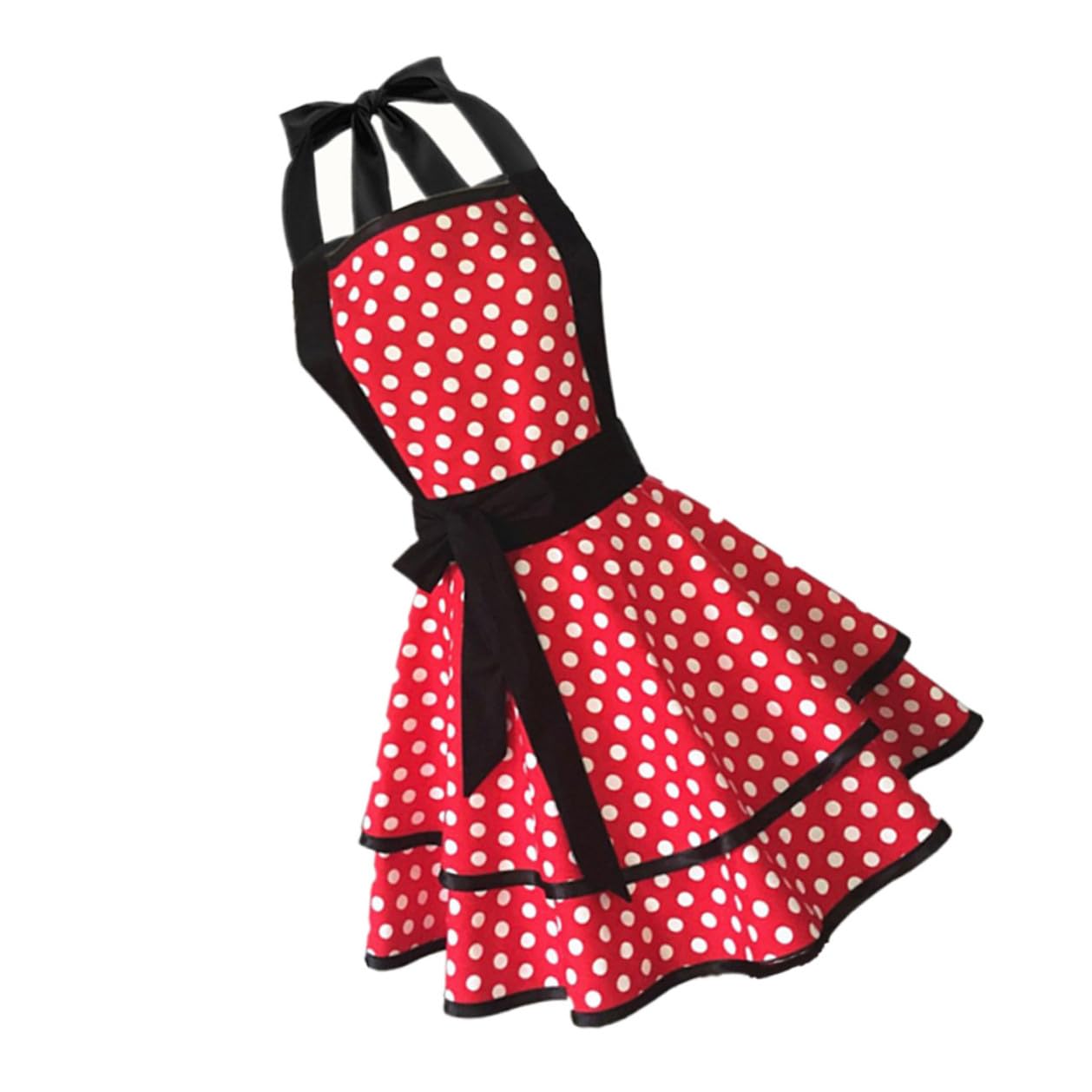 Toyvian Grembiule da Cucina Fantasia Pois Stile Fashion in Cotone Doppio Strato Comodo e Resistente Donna per Pulizia e Lavoro in Hotel
