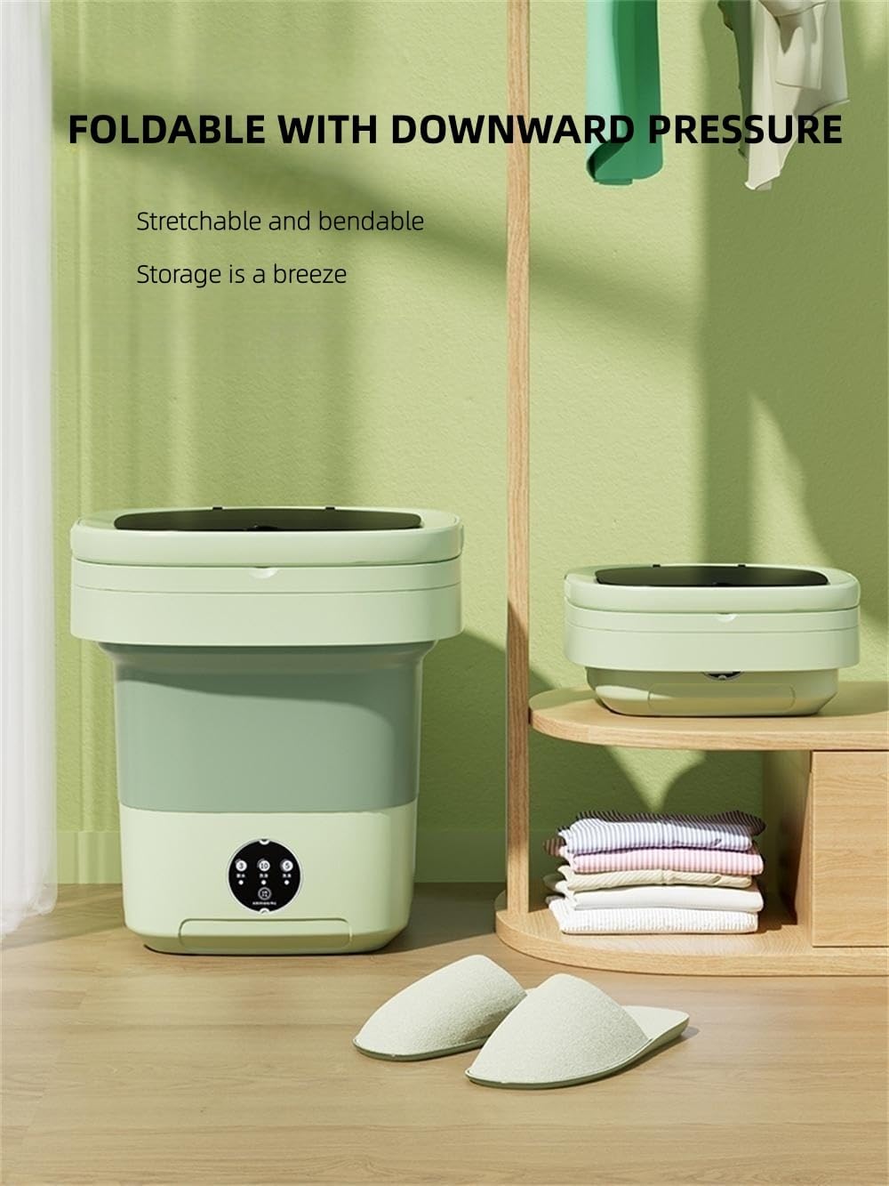 Portable washing machine, Mini Washer,11L upgraded large capacity foldable Washer.Deep cleaning of underwear, baby clothes and other small clothes.Suitable for apartments, dormitories, hotels.(Green)